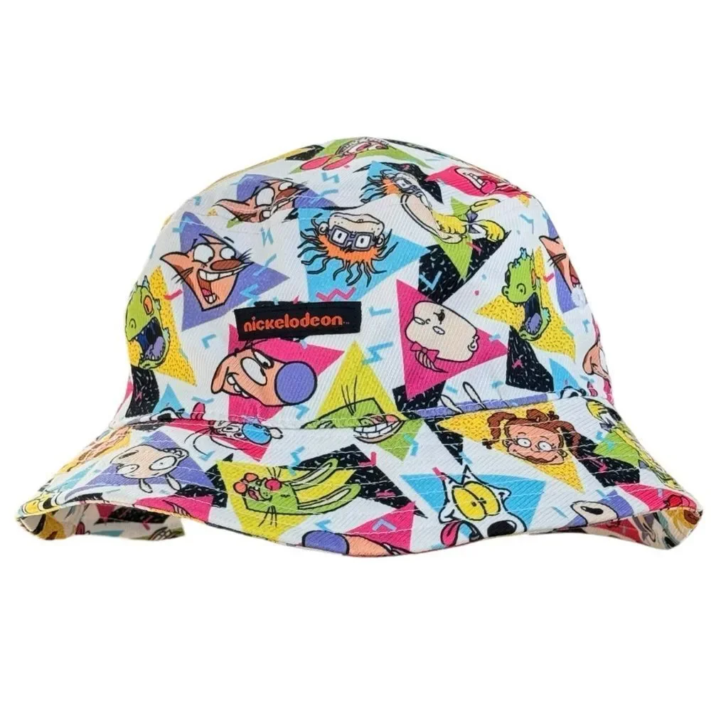 Nickelodeon Kids All Over Graphic Print 90s Retro Cartoon Bucket Hat. OSFM. 14+.